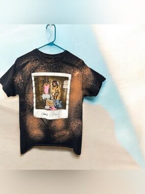 Cheech & Chong Graphic Tee Bleach Dyed Shirt Size M Black Grunge Streetwear